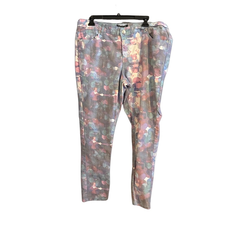 Jane Doe Cropped colorful watercolor floral print jeans, 18